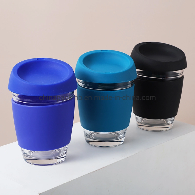 8oz Glass Reusable Coffee Cup; with Lid; Multicolor Options