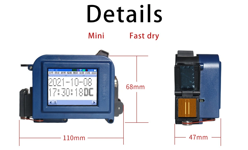 12.7mm Thermal Expiry Date Mini Handheld Inkjet Printer for Egg Plastic Wood