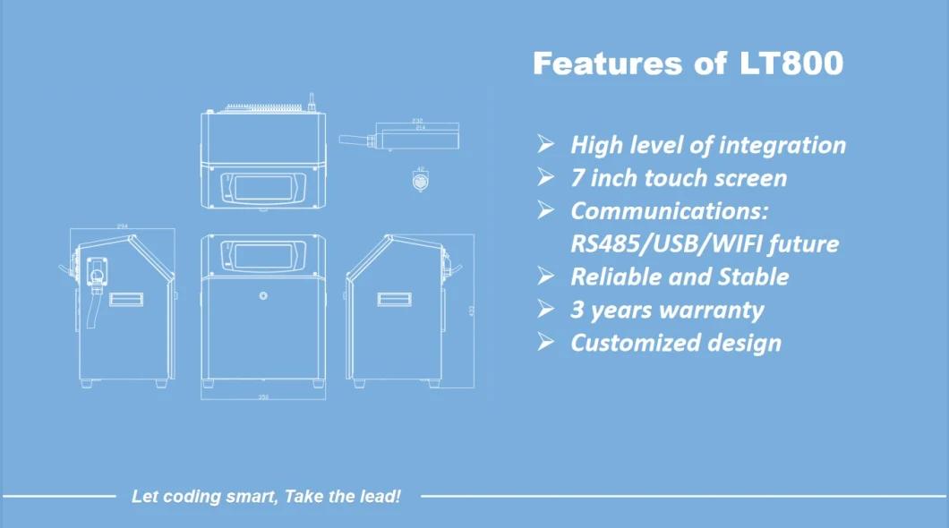 Lead Tech Lt800 Touch Screen Laser Marking Machine Coding Machine Cij Inkjet Printer Printing Machine